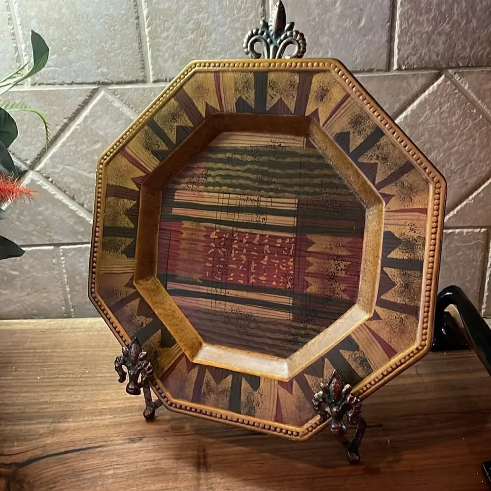 Decorative Heptagon Wall Plate Chargers (Set of 2) - Plates/Chargers Only.